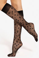 Czarne podkolanówki w cętki 28
