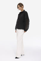 Czarna koszula z bufiastymi rękawami Alfi