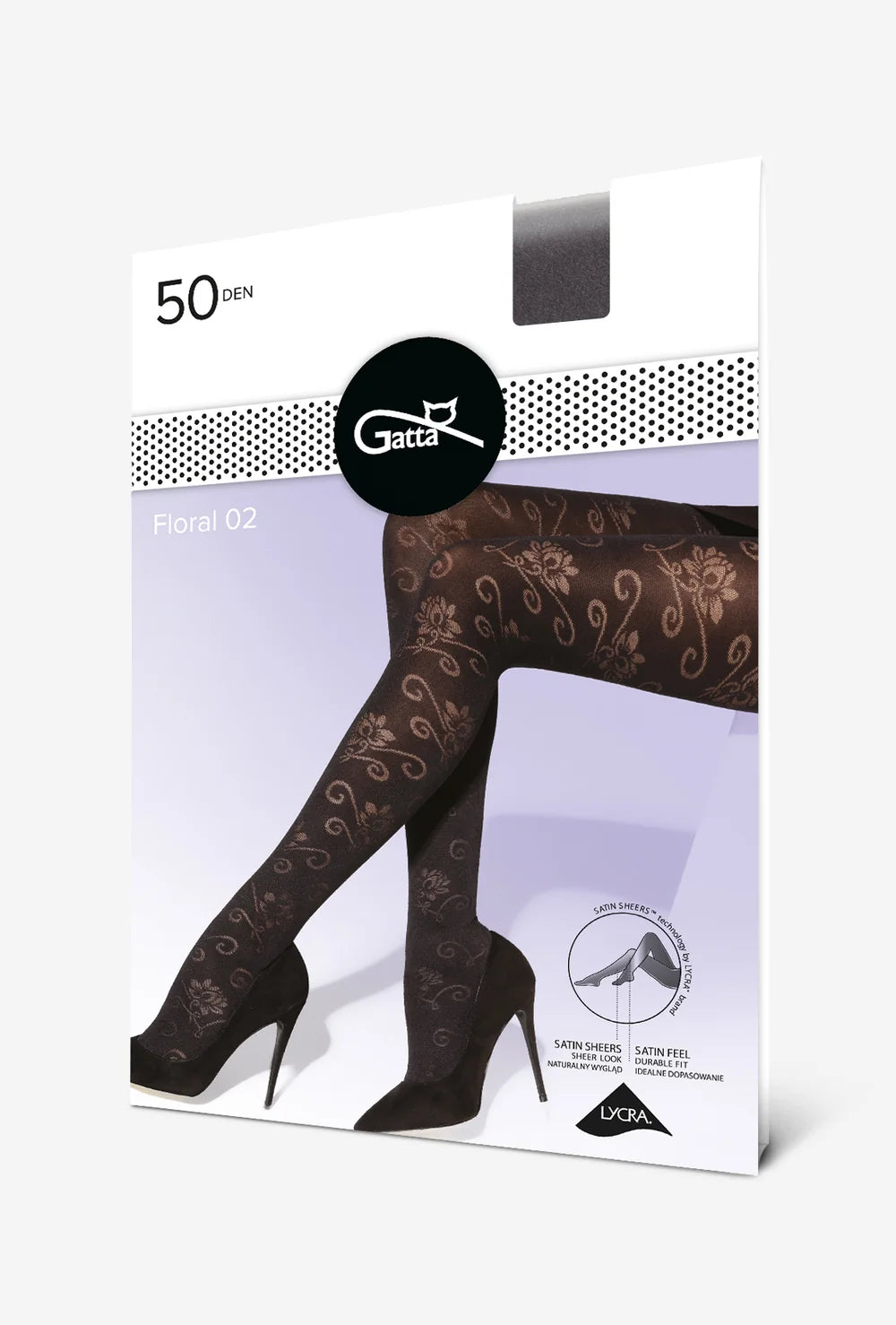 Kryjące rajstopy z kwiatowym wzorem Floral wz. 02 - Gatta