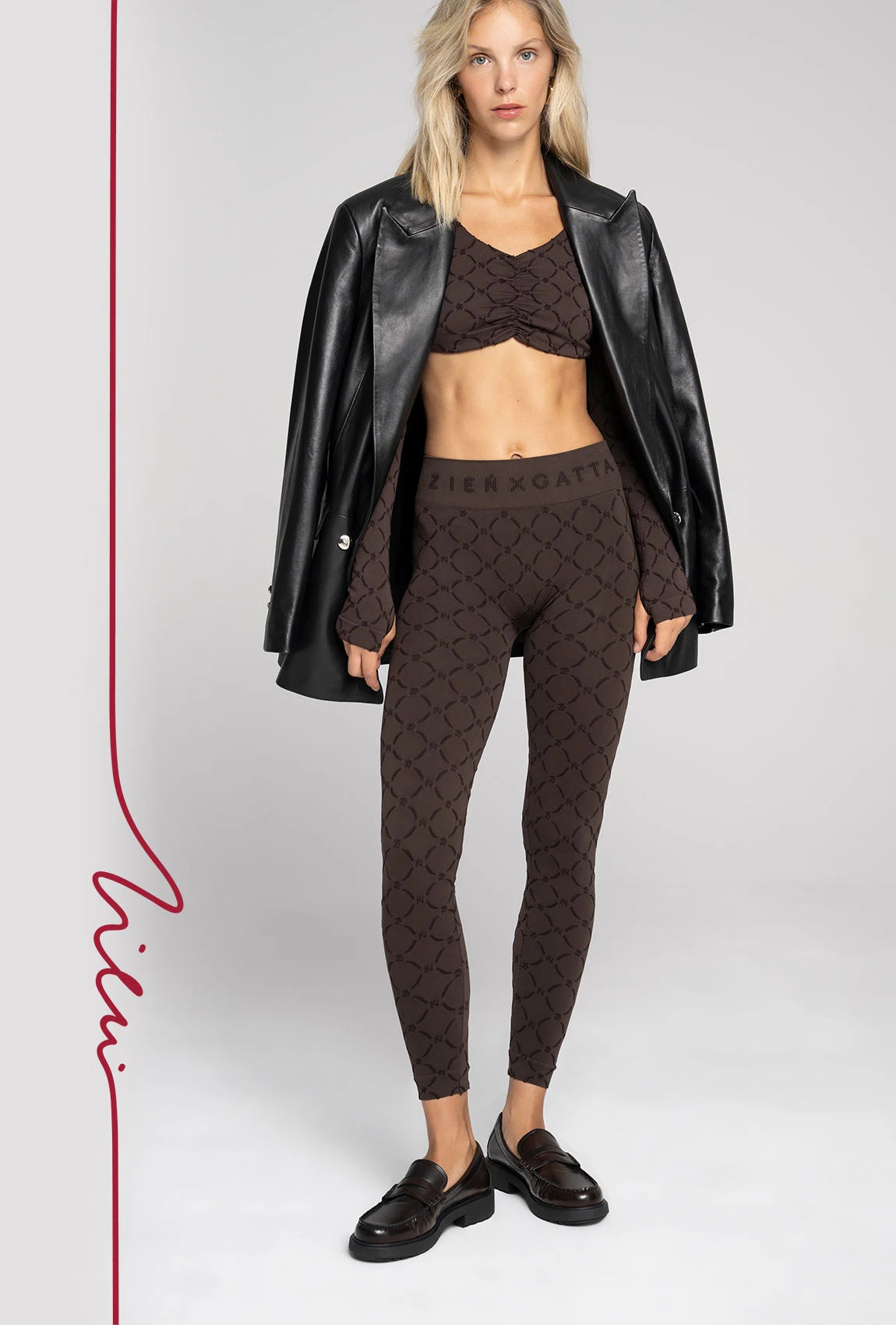 Brązowe legginsy Monogram z kolekcji Zień x Gatta - Gatta