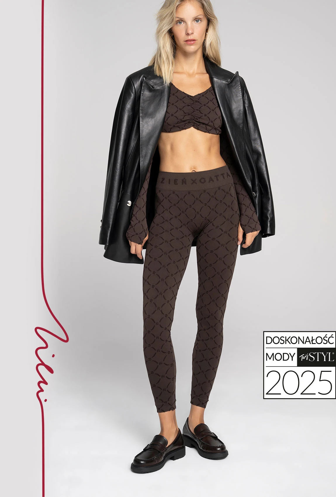 Brązowe legginsy Monogram z kolekcji Zień x Gatta - Gatta