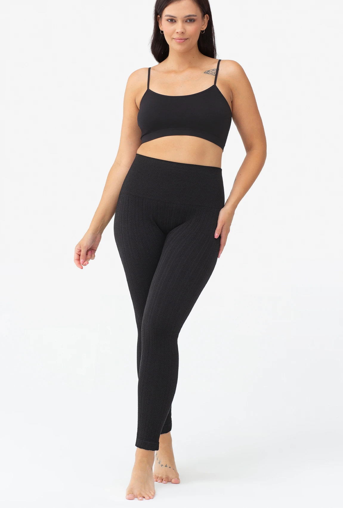 Czarne legginsy w jodełkę Winter - Gatta