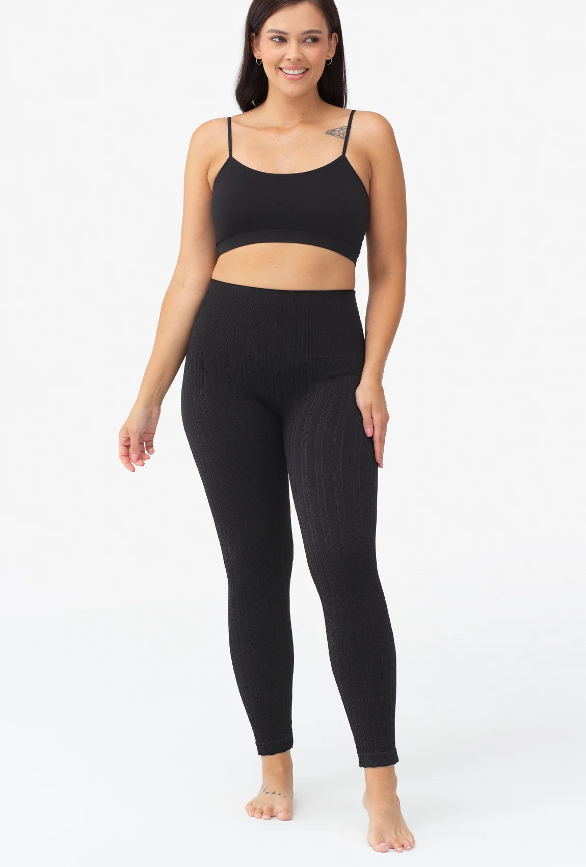 Czarne legginsy w jodełkę Winter - Gatta