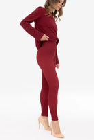 Bordowe legginsy w prążek Nana