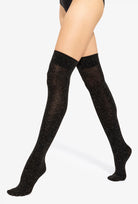 Połyskujące czarne zakolanówki Fantasia