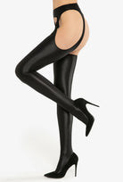 Rajstopy erotyczne imitujące pończochy z pasem Casandra