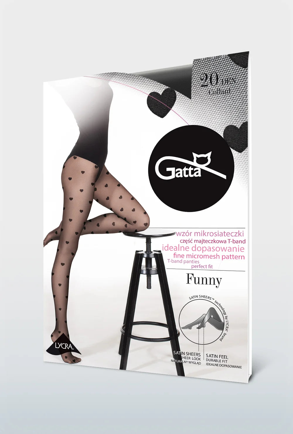 Rajstopy damskie w serca Funny wz. 08 - Gatta