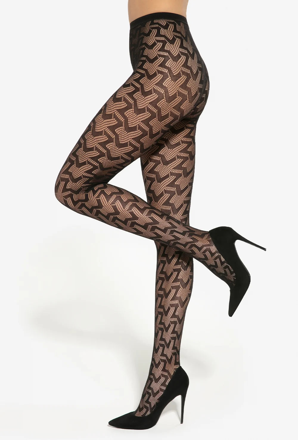 Rajstopy kabaretki z geometrycznym wzorem Runway wz.03 - Gatta