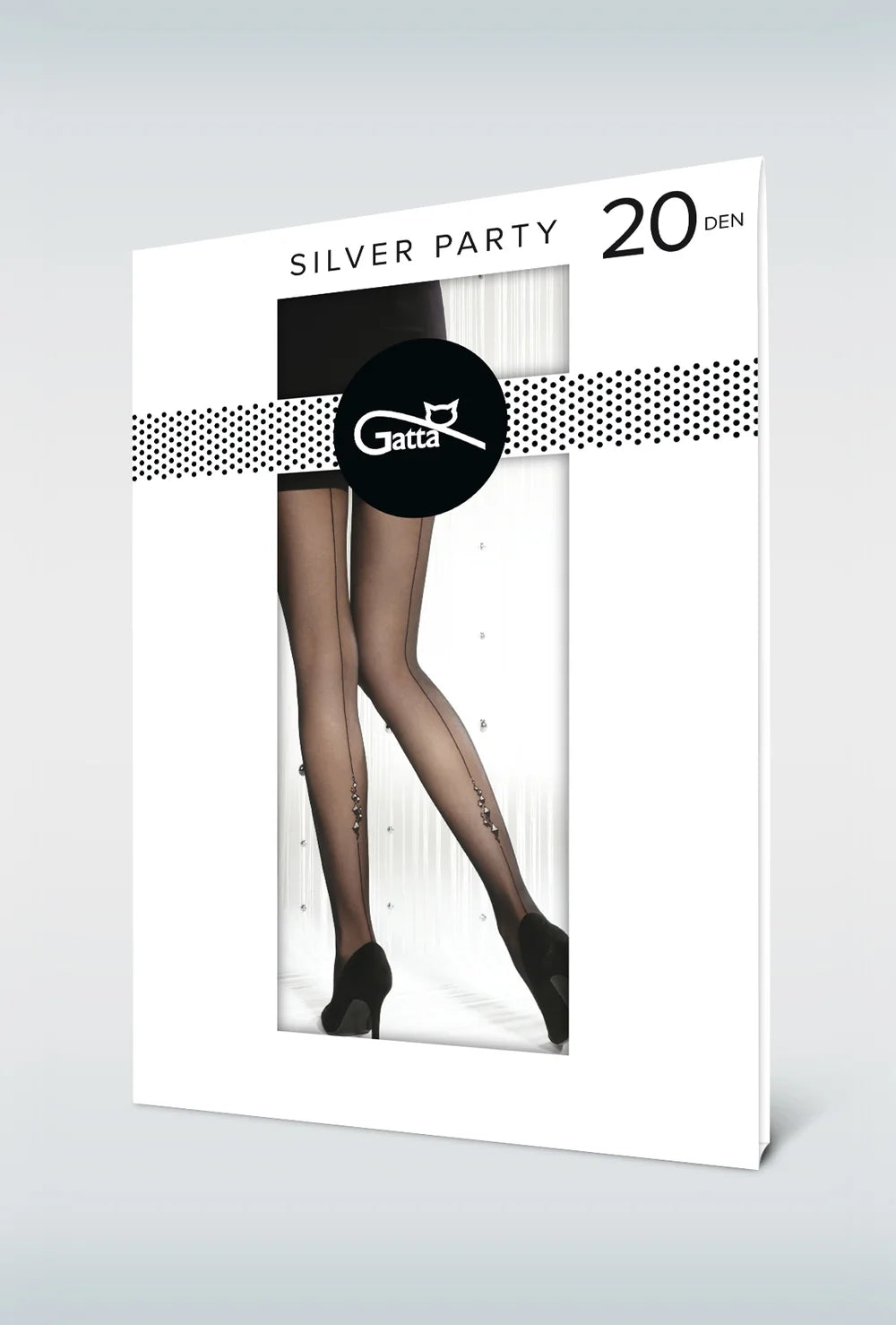 Rajstopy z błyszczącą aplikacją Silver party wz. 09 - Gatta