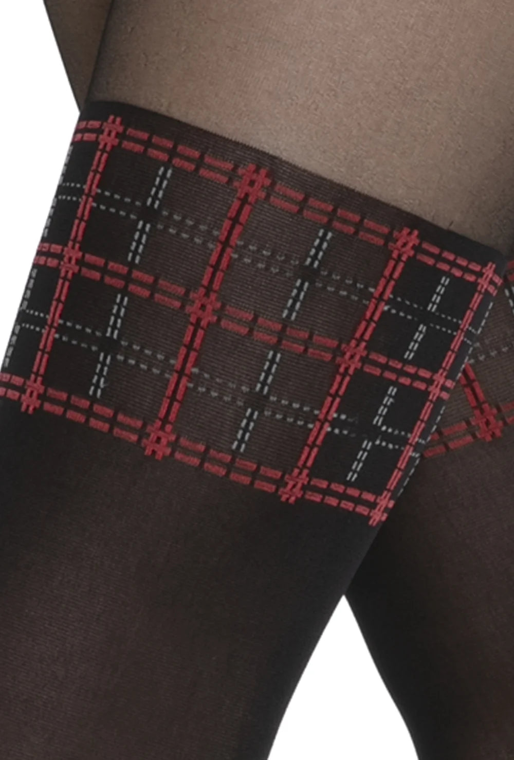 Rajstopy z imitacją pończoch w kratę Girl-up wz. 36 - Gatta