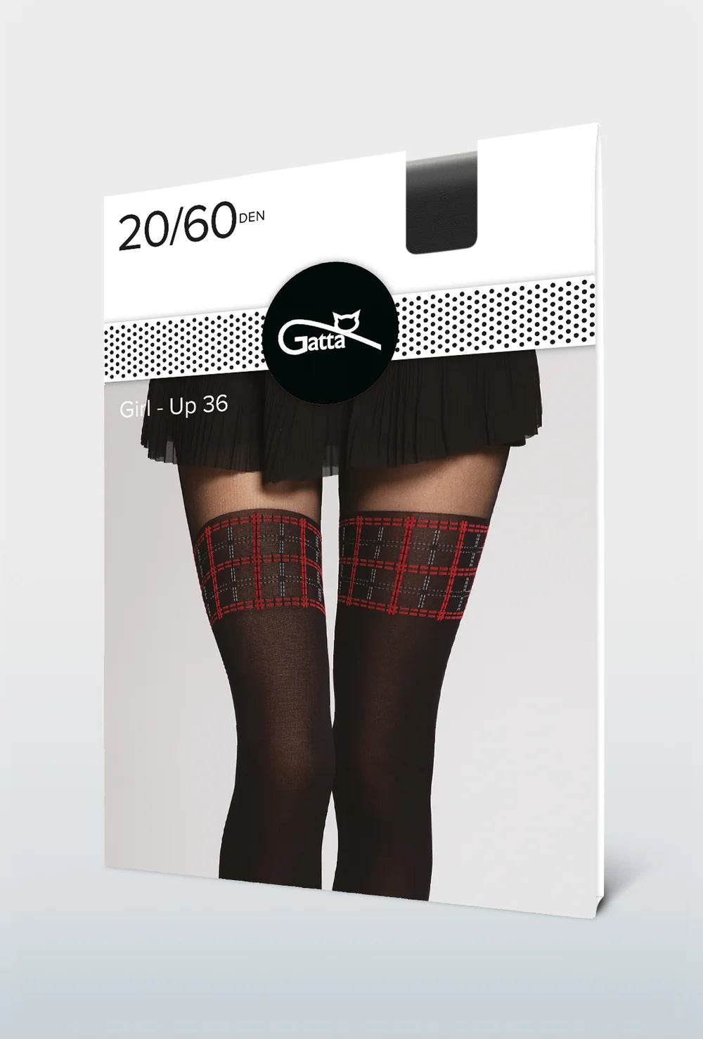 Rajstopy z imitacją pończoch w kratę Girl-up wz. 36 - Gatta