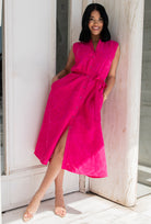 Różowa sukienka koszulowa midi Sheila