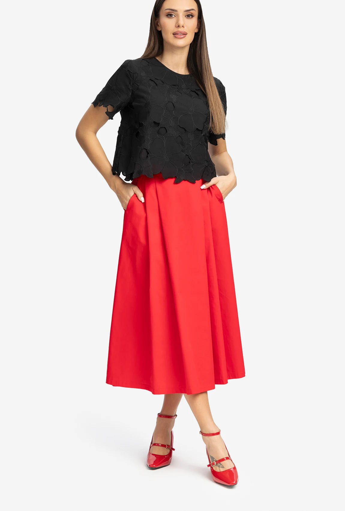 Czerwona spódnica midi Milena