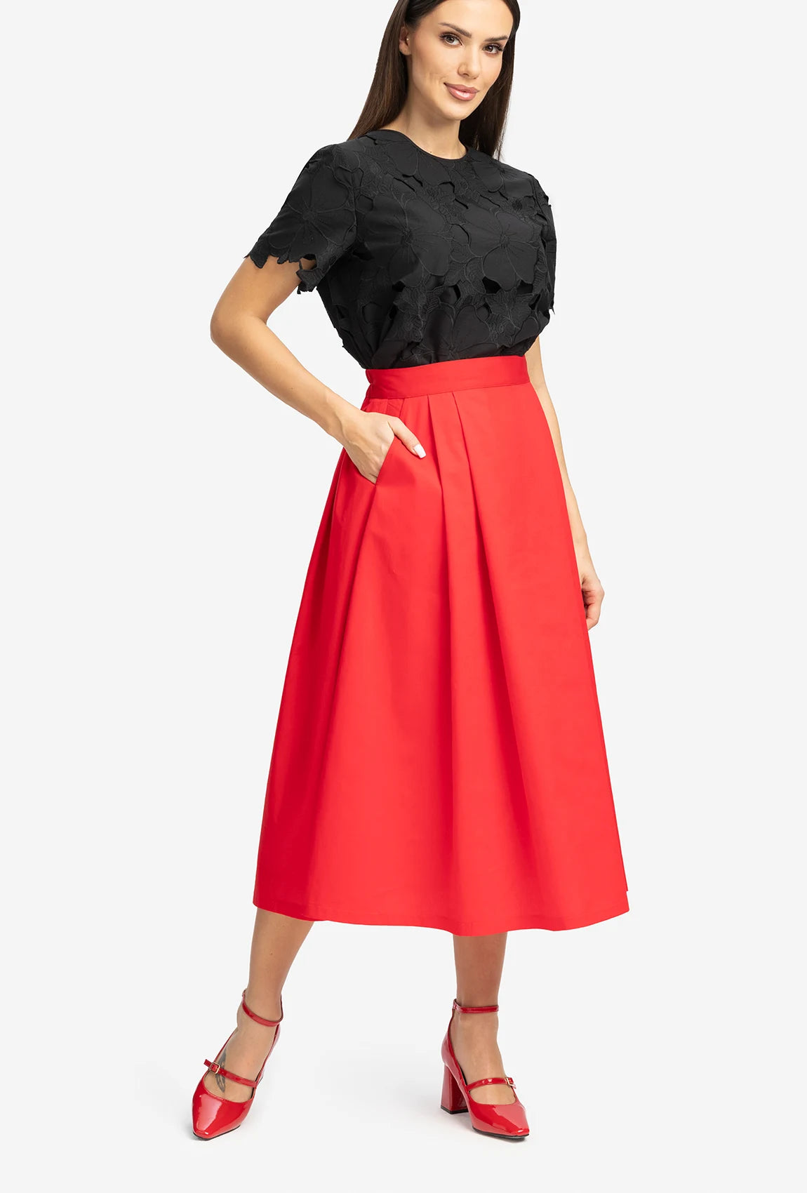 Czerwona spódnica midi Milena - Gatta