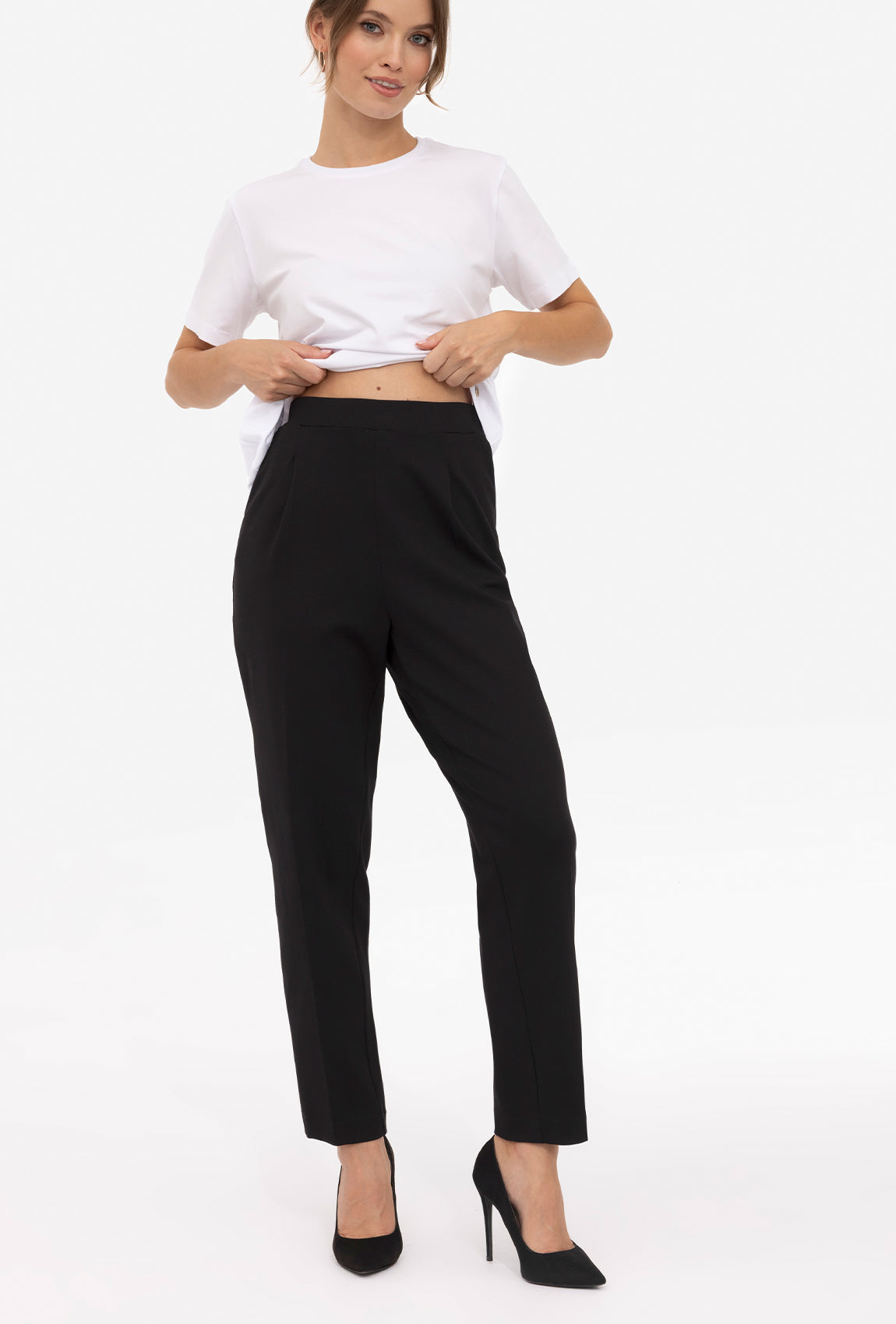 Czarne spodnie z prostą nogawką Bergamo