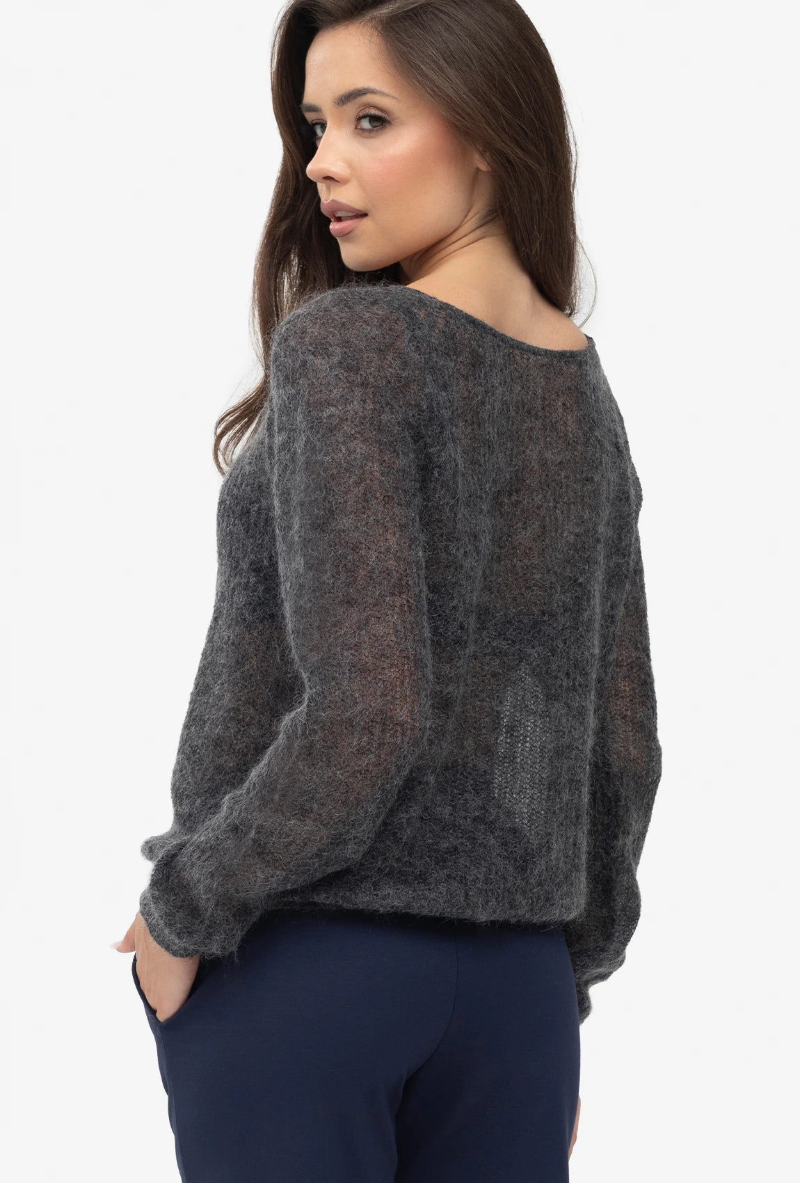 Grafitowy sweter damski - Gatta