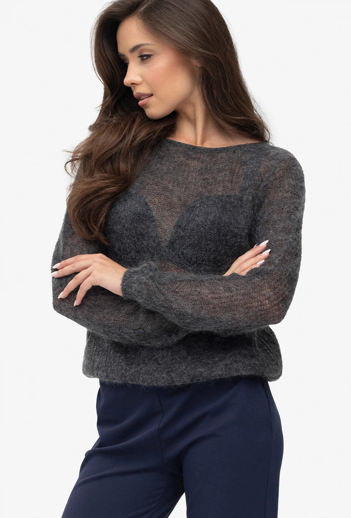 Grafitowy sweter damski - Gatta