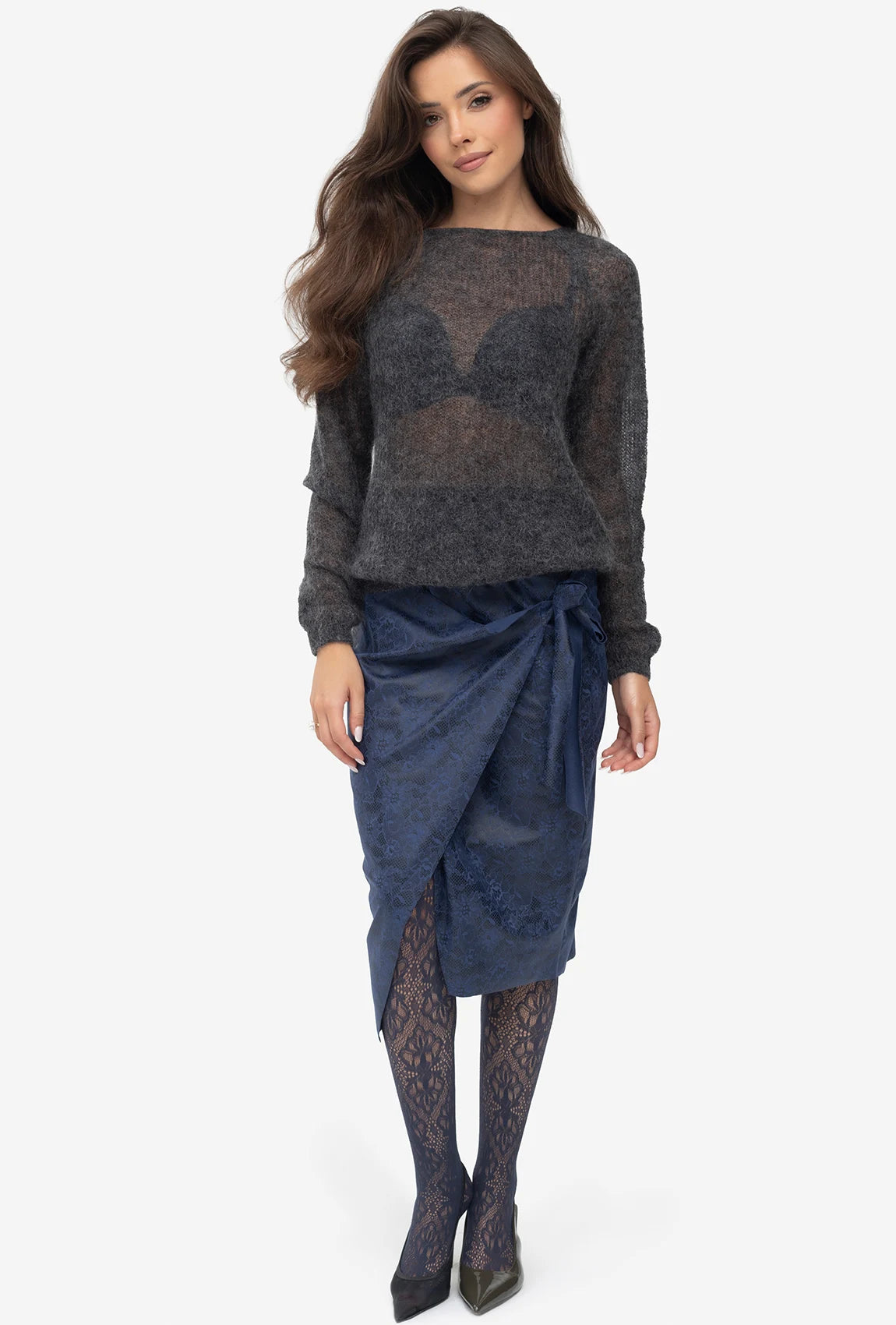 Grafitowy sweter damski - Gatta