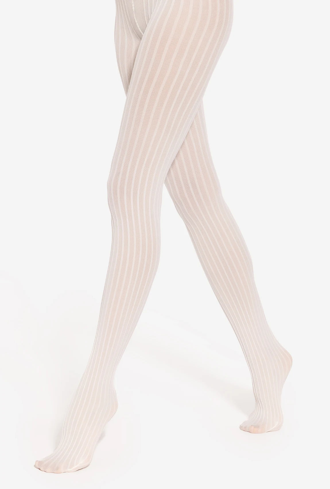 Kremowe rajstopy w prążek Tiffany 25 - Gatta