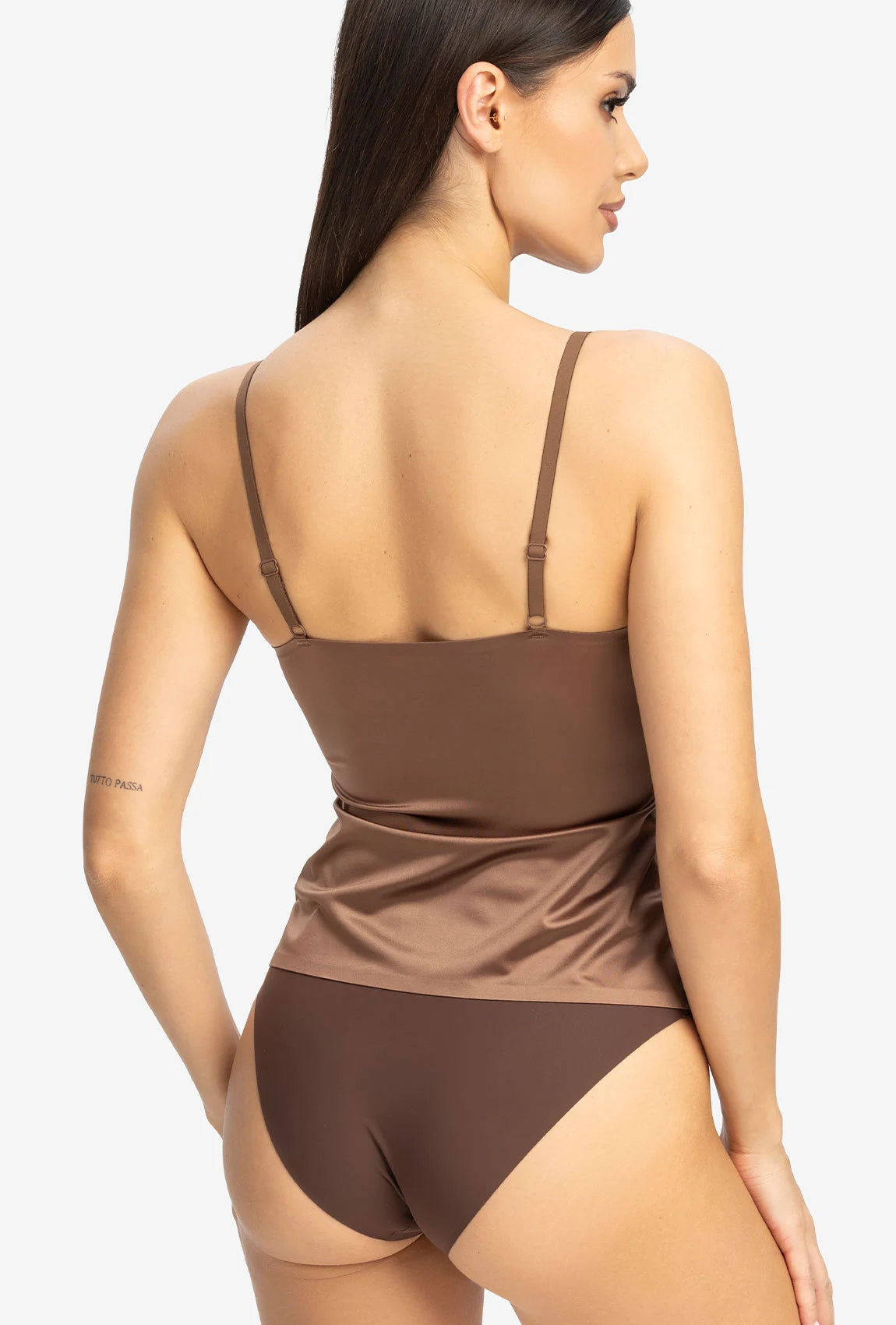 Brązowy top na cienkich ramiączkach Lunar - Gatta