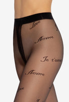 Transparentne rajstopy z napisami Lovely wz. 04