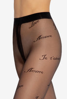 Transparentne rajstopy z napisami Lovely wz. 04