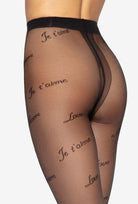 Transparentne rajstopy z napisami Lovely wz. 04