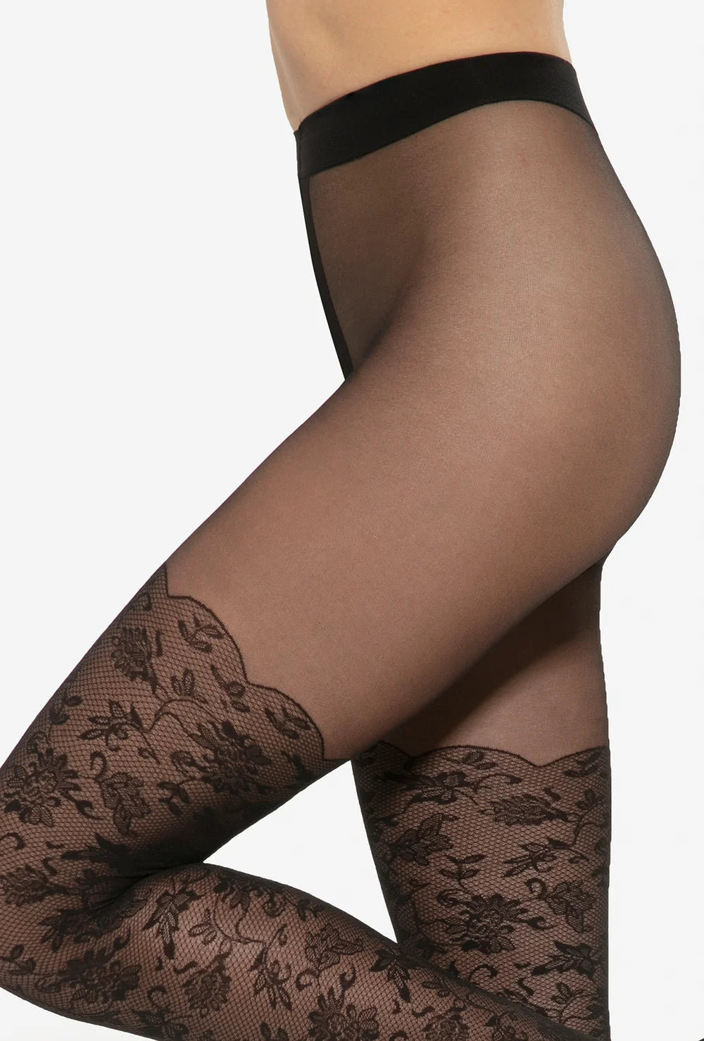 Wzorzyste rajstopy imitujące pończochy Pasione wz. 03 - Gatta