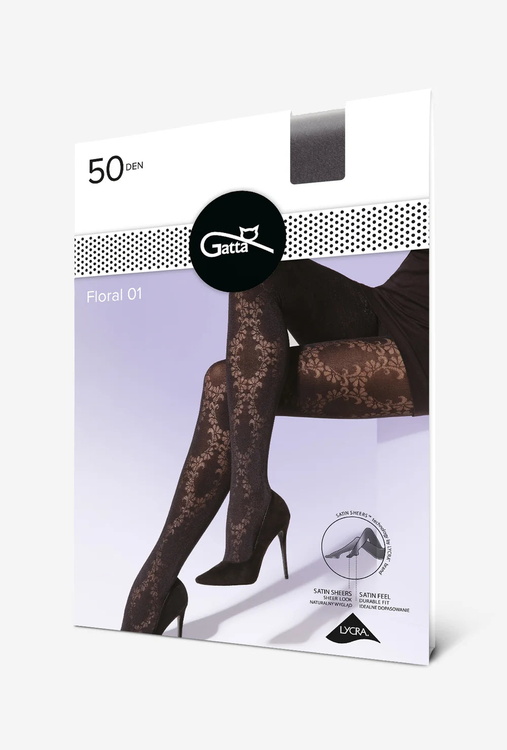 Wzorzyste rajstopy z florystycznym motywem Floral wz. 01 - Gatta